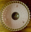 Vintage Ceiling Light Shade    20   s Art Deco 3 Hole Pink Hobnail Bubble Glass 