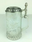 Trout Salmon Fish Lidded Stein 16oz Glass Pewter Hunting Sportsman Drink Italy