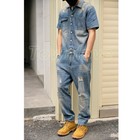 Ripped Hole Men s Denim Overalls Short Sleeve Cowboy Jumpsuit Casual Pants Retro