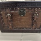 Vintage Style Wooden Treasure Chest Box Faux Croc Embossed Decor Trunk 16x11x10   