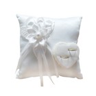 Ring Bearer Pillow And Wedding Flower Girl Basket Set Pearl White Satin