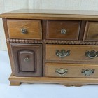 Vintage Mele   Co  Jewelry Box -wood Stain Felt Lined - Dresser Style  Blue Felt