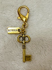 Coach   Mini Keychain Bag Charm Fob   Brass Key W  Logo Tag   Clip - Euc 