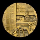 1983 French Bronze Art Medal Modern Architecture Cityscape Paris 8cm