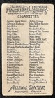 1888 N2 Allen   Ginter American Indian Chiefs Noon Day  Chippeway Tobacco Card