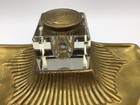Vintage Art Deco Nouveau Brass Inkwell Glass Ink Bottle With Lid