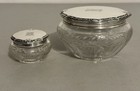 Vtg Gorham Sterling Silver Lids Cut Glass Vanity Dresser Jar Powder Box 90 Grams
