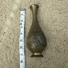 Antique Chinese Brass Engraved Bowl And Asian Bird Vase Set