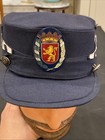 Vtg Spanish Police Hat Cap Coat Of Arms Crest Spain City Zaragoza Motorcycle Pd
