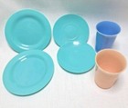 Vintage 1950 s Childrens 6 Piece Mixed Plates And Cups Plastic 