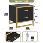 Nightstand Bedroom Table Home Furniture W  2 Drawers Storage   Gold Metal Frame