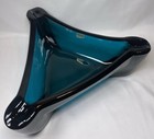 Vintage 60s Blue Viking Bluenique Triangular Cigar Ashtray 6  Mid Century Modern