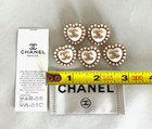 Chanel Vintage Button Set Of 5 Size 23 Mm White Heart Gold Tone Metal And Label
