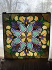 Antique Victorian Stained Glass Leaded Panel Tiffany Style Window Vtg 24   x24   