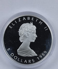 1989  5 Canada 1oz Silver Maple Leaf Proof W capsule