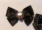 Vtg  Shoe Clips Black  3 x 2  Black Satin Sparkly  Awesome Euc