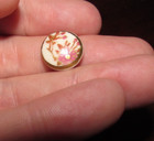 Meiji Mini Japanese Satsuma Painted Pink Flower Ceramic Button Half Shank