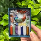 9pcs Pointed Quartz Crystal chakra Healing Stones And Crystals Set hexagon Rose