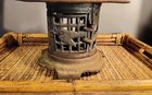 Antique Japanese Cast Iron Pagoda Candle Lantern  bird   Bamboo Design 