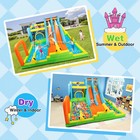Kids Giant Inflatable Water Double Slides Bounce House Splash Pool With Blower