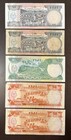Fiji  1  2  5 Queen Elizabeth Ii Some Unc 5 Banknotes