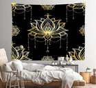 Black Gold Lotus Tapestry Spiritual Lotus Psychedelic 80 l X 59 w T1-a12787