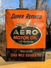 Rare Vintage Aero Super Refined Motor Oil Can 2 Gallon Free Ship