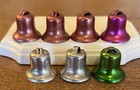 Vintage Anodized Aluminum Bells Set Of 7 Silver Green Pink