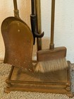 Vintage Brass cast Iron Heavy Solid 5-piece Fireplace Tool   Stand Set
