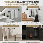 24  Towel Bar Stainless Steel Wall Matte Black Mounted Modern Single Towel Rack