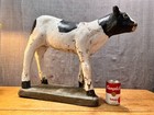 Antique Garden Cow  - Vintage Mid Century Cement Lawn Art Statue Sculpture Rare 