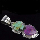 Navajo Dan Dodson Sterling Silver Turquoise Spiny Pendant Heart Cross Big