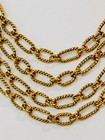 Vintage Antique Gold Tone 4 Strand Textured Link Necklace 15    3    Ext