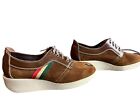 Nos 7 B Brown Suede Vtg 60s 70s Shoe Leather Platform Wedge Heel Oxford Rainbow