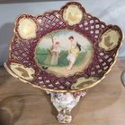 Vintage European Porcelain Compote Centerpiece Figurines Flowers 14 3 4  Tall