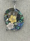 Vintage Lee Sands Abalone Shell  Flower Pink  Necklace
