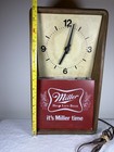 Vintage 1980 Miller High Life Beer Lighted Sign Clock Works Its Miller Time 14   