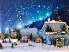 Leowefowa 7x5ft Christmas Backdrop Rustic Village Night View Forest Trees Snowin