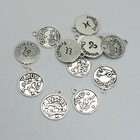 12 Tibet Silver Tone Alloy Zodiac Astrology Horoscopes Charm Pendants 16mm