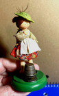 Vintage Pin Cushion  Girl Thimble Holder  Figural Germany Wooden Hiker Backpack