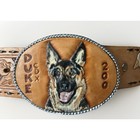 Vtg German Shepherd Dog Cdx 200 Duck Floral Tooled Belt Buckle Duke Linda 33  S
