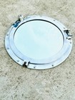 Aluminum Ship Porthole Mirror  15 Inch Nautical Wall Decor  Polished Silver