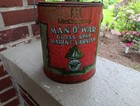 Vintage Man O  War Gallon Marine Vanish Paint Can Advertising