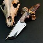 8 8  Stainless Tactical Knife Full Tang Wood Handle Fix Blade Leather Sheath