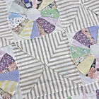 Golden Time Dresden Plate Cotton Fabric Queen Size Patchwork Quilt Top topper