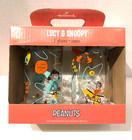 New Hallmark Peanuts Drinking Glasses Cups 2 12 Oz Set Lucy   Snoopy Retro Style