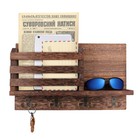 Solid Wood Mail Rack Key Holder Hanger Wall Letter Organizer With Shelf   Hooks 