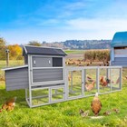 Large Chicken Coop With Run Tray Wooden Hen House Poultry Cage Rabbit Hutch Gray