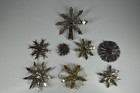 8 Vintage Aluminum Snowflake Christmas Tree Ornaments Ooak Handmade Mcm Metal