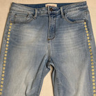 Driftwood Jackie High Rise Jeans 28x28 Floral Embroidered Light Wash Frayed Hem